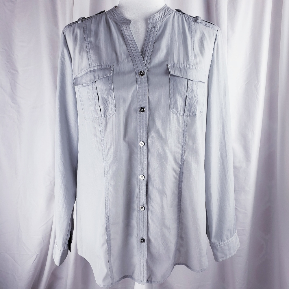 Chico's Size 1 (8-10) Button Up Blouse Top Shirt